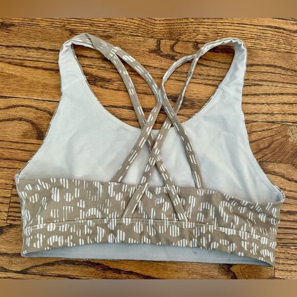 OLD NAVY Active Strappy Back Sports Bra Tan Leopard Animal Print M - Picture 2 of 3
